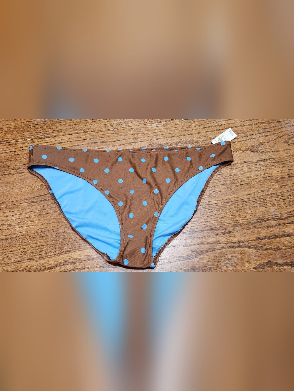Aerie Brown Blue Pok Dot Swim Bottoms XL